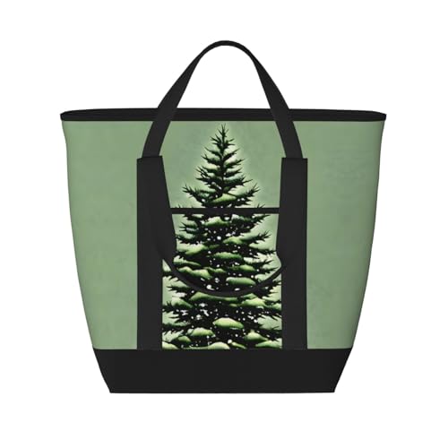 Sac isotherme réutilisable grand format pour courses et épicerie au motif de paysage polaire noir