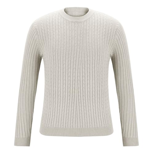 Dgoopd Twist Knitted Sweater for Men Crew Neck Pullover Sweater Casual Cable Knit Sweater Plus Size Long Sleeve Sweater3