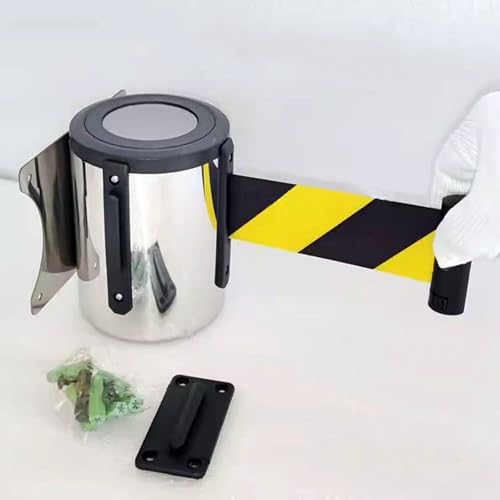 CAIFEXUE Queuing Safety Tape Cordon - Retractable Belt Barrier, Stainless Steel Housing with Mounting Accessories, 2/3/5/10M Optional/a/10M(32Ft)