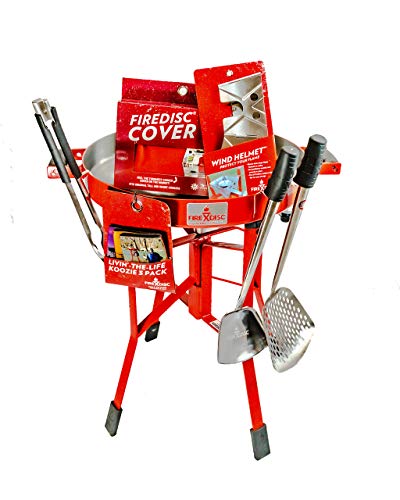 FireDisc TAILGATINGBUNDLE-RED Ultimate Tailgate Bundle | Includes Original 24  Inch Short Propane Gas Cooker Fireman Red Cover | Ultimate Cooking Accessories | Koozies