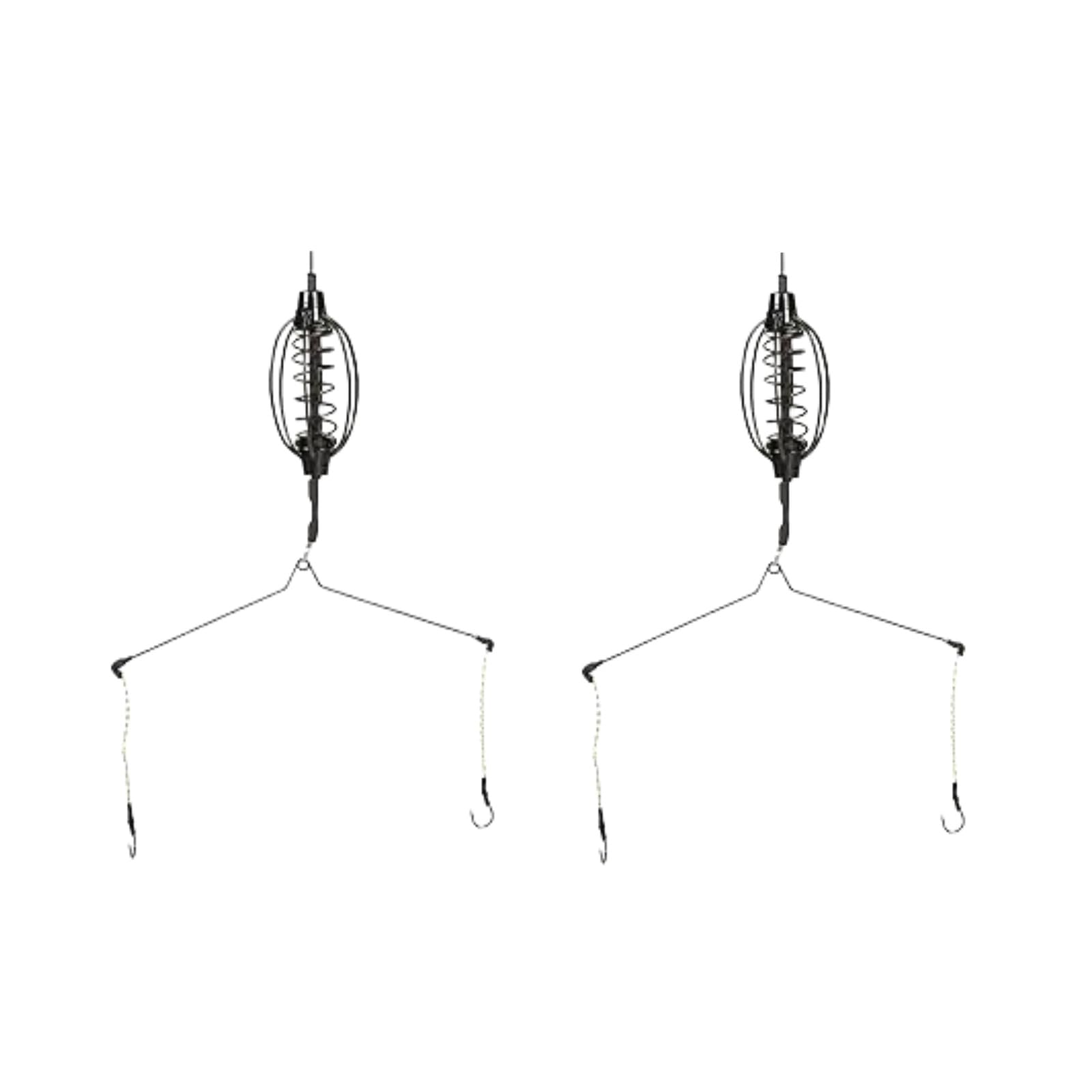 2Pcs Black Carp Fishing Feeder Baits Cages, Fish Feeders with Holder, Inline Methods Fishings Tackle Baits Cage Hook Rigs Set Sinkers Cage Feeder Tackle, Fishing Sinkers and Weights