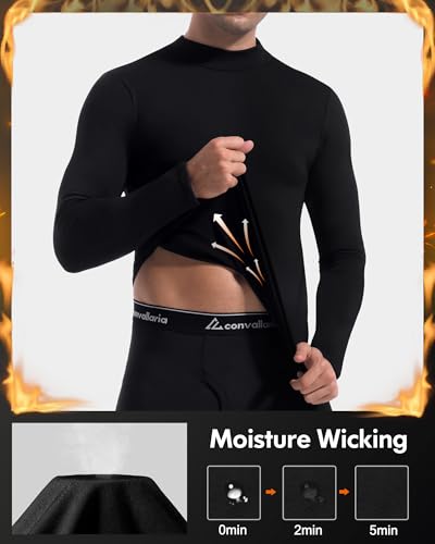 5 or 4 Pack Thermal Shirts for Men Turtle Neck Fleece Lined Long Sleeve Tops Workout Base Layer Winter Gear3