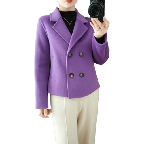 Veste courte en cachemire pour femme en tweed double face mi-saison