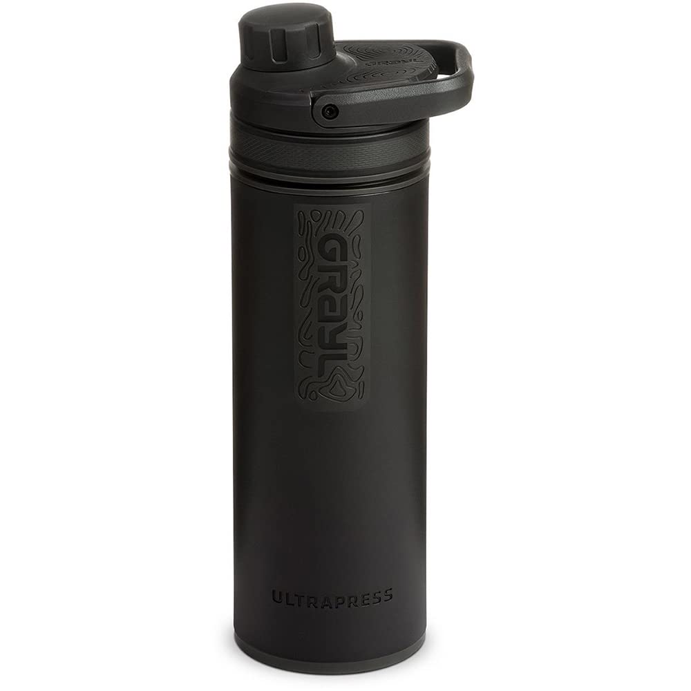 Grayl UltraPress Outdoor- & Reisewasserfilter | für 150L Wasser | Filterkartusche wechselbar | Covert Black mit 2 Ersatzfilter