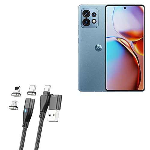 BoxWave Cable Compatible with Motorola Moto X40 - MagnetoSnap PD AllCharge Cable (100W), Magnet PD 100W Charging Cable USB Type-C Micro USB for Motorola Moto X40 - Jet Black