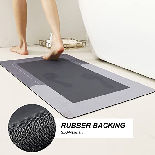 Hellotree 3 Piece Bathroom Shower Rugs With U-Shaped Contour Toilet Mat, Water Absorbent, And Non Slip Shower Bath Rug For Bathroom, Tub, And Shower - 20"X32"++20"X47"+20"X24", Grey #TOP4