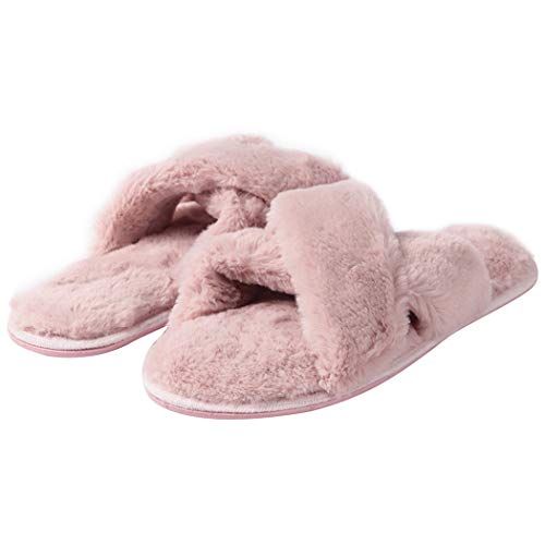 Home Slipper Cozy Slippers Women's Light House Indoor Slippers Fuzzy Cross/Open Toe Slippers3
