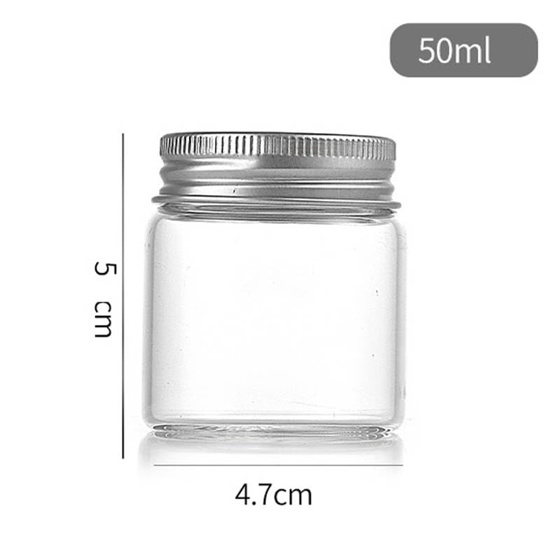 Marmeladengläser 20 Stück 50 ml kleine Gläser mit Aluminiumdeckel Marmeladendose Lebensmittel versiegelter Behälter Süßigkeitenverpackungsglas Haushaltsküchenflaschen Einmachgläser(Silver-lid)