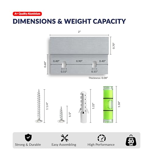 Image of French Cleat Hanger Kit 2 inch 4 Pairs 30 lb Z Hanging Heavy Picture Mirror Frame Wall Mounting Bracket Aluminum Hardware Duty Hooks Drywall Clips Large Canvas Painting Headboard Whiteboard