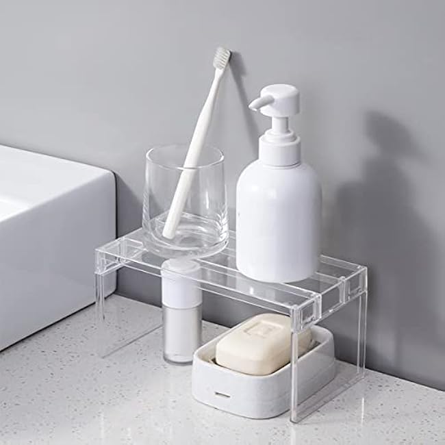 2Pcs Plastic Refrigerator Cabinet Storage Shelf Rack Kitchen Shelves Kitchen Cabinet Drawer Organizer Tray Kitchen Gadgets for Fridge Pantry Shelves Countertops, Clear