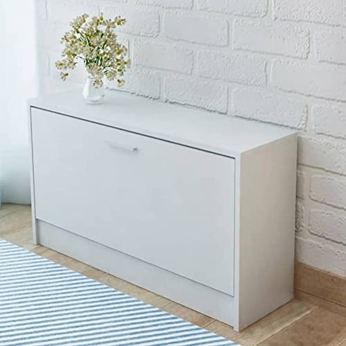 Meuble à chaussures peu encombrant blanc bois meuble entrée compact Bakaji - 3