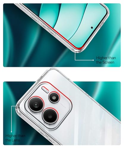 Image of WOW IMAGINE Transparent Back Cover Case for Redmi Note 14 SE 5G | Redmi Note 14 5G | Raised Bumps for Full Device & Camera Protection Shockproof TPU Silicone Mobile Case - Transparent