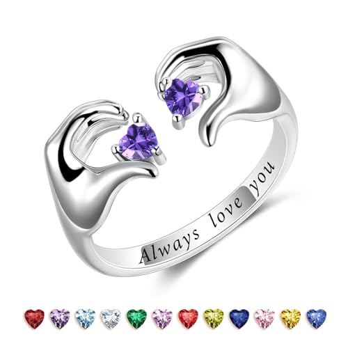 Heart Claddagh Rings, Sterling S925 Silver, Mother Daughter Ring, Promise Ring For Girlfriend, Best Friend Ring, Friendship Rings, Birthstone Ring, Always Love You