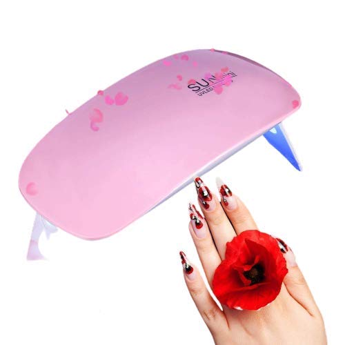 JM SELLER 6W LED UV Nail Polish Drayer,Mini Foldable Nail Lamp,Nail Polish Dryer Curing Lamp Light Portable,Gel Based Nail Polish For All Kind Of Nail Paints(pink)