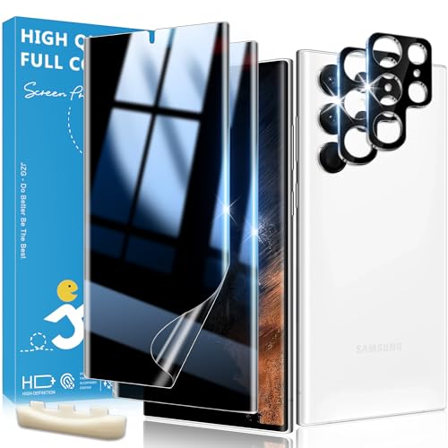JavoYion 2 Pack for Samsung Galaxy S22 Ultra Privacy Screen Protector Soft Film and 2 Pack Lens Protector Fingerprint Unlock Compatible 28 Anti Spy Easy Installation Bubble-Free Case Friendly