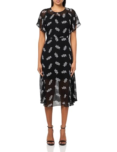 Armani Exchange Vestido midi de manga corta para mujer, Negro/Iso Allover, 2