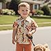 KtwHarnu Western Baby Boy Clothes Cow Print Short Sleeve Button Down Shirt Lapel Neck T-Shirt Toddler Cowboy Summer Tops (Brown Western Boots, 3-4 Years)