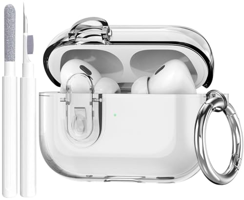 OTOPO for Airpods Pro 2/1 Case Clear with Lock Cleaning Kit Soft TPU Transparent AirPods Pro 2nd Generation Protective Cover Skin Women Men for Apple Airpods Pro 2023/2022/2019 Charging Case Clear