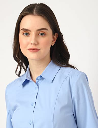 Image of Marks & Spencer Womens Solid Polyester Blend Collared Neck Regular Fit Shirt