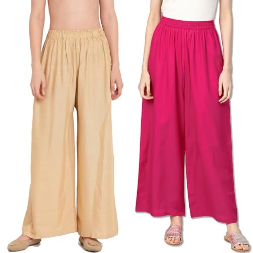 Image of Go Gazab - Stylish Combo Women's Palazzo Pants: Trendy Rayon Casual Wear for Fashion-Forward Ladies
