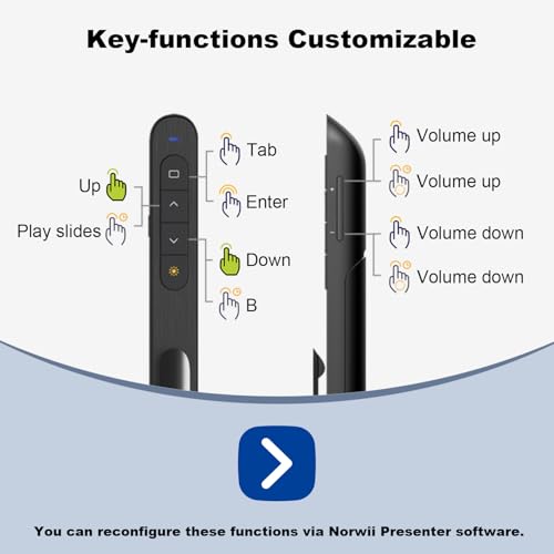 norwii n76 rechargeable presentation clicker with pointer long range presentation remote wireless presenter for powerpoint presentations slide control black with red light