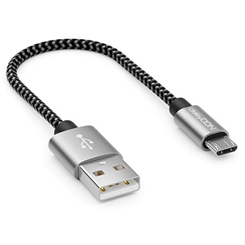 deleyCON 0,15m Nylon Micro USB Kabel Ladekabel Datenkabel Metallstecker Laden & Synchronisieren Handy Smartphone Tablet