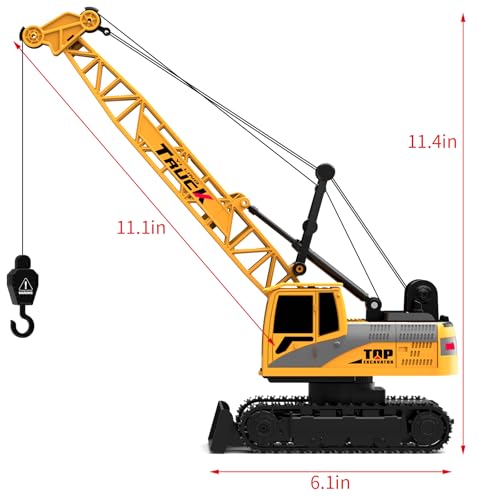 Image of Dwi Dowellin Remote Control Crawler Crane for Boys,11-Channel 2.4GHz RC Construction Crane Toy for Kids Age 3 4-7 8 9 10 Year Old