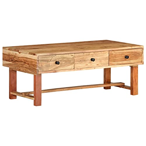 CKioict Mesa auxiliar para sofá, mesa de café, mesa de café, 100 x 50 x 40 cm, madera maciza de acacia, adecuada para salón, cafetería, hotel
