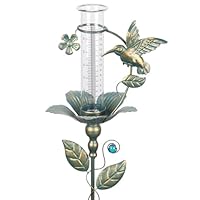 pearlstar Regenmesser für Garten, Kolibri Regenmesser frostsicher, Niederschlagsmesser mit Metall-Erdspieß, Gartenzubehör für Rasen, Terrasse, Geschenk für Gartenliebhaber
