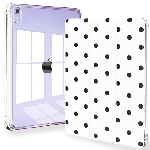 Étui iPad mini 7 A17 Pro 2024 Feams coque arrière transparente à pois avec porte-crayon