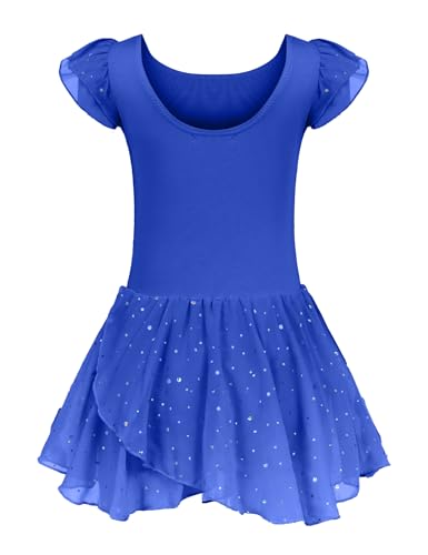 Image of Arshiner Girls Ruffle Sleeve Ballet Dance Dress Tutu Skirted Leotard