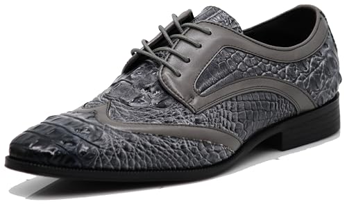 Image of ODN Men's Alligator Crocodile Print Oxfords Fashion Lace Up Dress Shoes