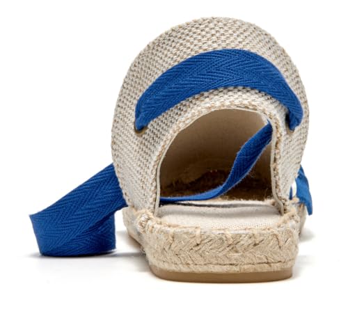 Image of Women's Espadrille FLat Sandals Closed Toe Ankle Wrap,Classic Lace Up Summer Dressy Flat Shoes