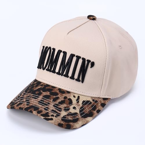Image of Vintage Two-Tone Trucker Hat Adjustable Baseball Cap with Mommin Embroidery Ponytail Fit Unisex Outdoor Casual Headwear