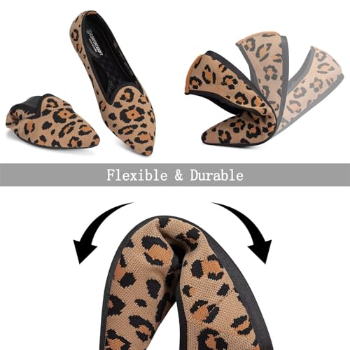 Image of Frank Mully Women's Casual Loafer Flats Slip On Loafer Shoes Comfortable Knit Flat Shoes Classics Pointy Toe Loafer Flats,for Work,Travel
