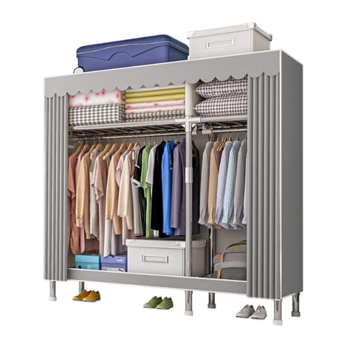 Armario de lona de gran capacidad con marco de acero portátil para almacenamiento multifuncional de ropa en dormitorio, sala de estar y balcón