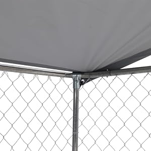 Extra Large Outdoor Dog Kennel with Roof Waterproof Cover, Heavy Duty Outside Dog Cage w/Secure Lock, Galvanized Steel Dog House Enclosure, Dog Playpen for Backyard, Silver (181x181x71.65 in) Extra Large Outdoor Dog Kennel with Roof Waterproof Cover, Heavy Duty Outside Dog Cage w/Secure Lock, Galvanized Steel Dog House Enclosure, Dog Playpen for Backyard, Silver (181x181x71.65 in)