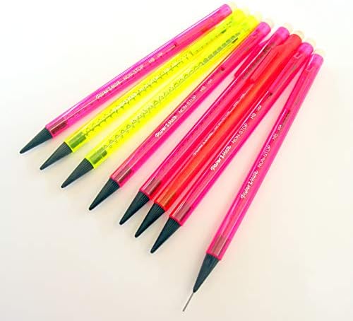 Paper Mate Non-Stop Mechanical Pencil 0.7mm With Eraser - HB #2 - Original Clear Neon Barrels - Pack of 16