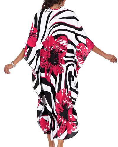 Image of Kaftan Dresses for Women V Neck Caftans Batwing Sleeve Beach Cover Ups | JILUVIN Plus Size Long Floral Print Dress, Loose Fit Maxi Casual Moomoo, Lounge House Mumu Nightgown Summer Vocation 2026