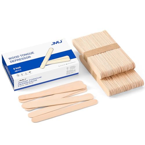 JMU Tongue Depressors 100pcs, 6" Tongue Blades Wooden Non-Sterile