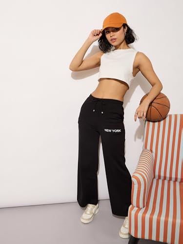 Image of barcino Black Terry New York Print Track Pants