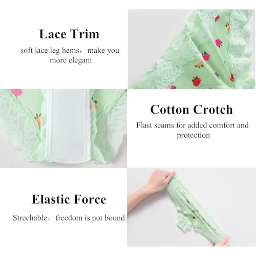 5-pack Sexy Lace-Trimmed Women's Low-Rise Panties - Leopard & Heart Print, Breathable Stylish Underwear4