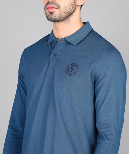 Image of Alan Jones Clothing Men's Cotton Regular Fit Solid Full Sleeves Polo T-Shirt