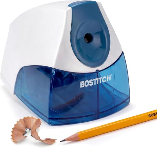 Image of Bostitch Office Electric Pencil Sharpener for Classroom & Desk Use, Heavy-Duty Stall-Free Motor, High-Capacity Shavings Tray, Blue (Pack of 6)