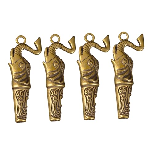 HONMEET 4Pcs Decorative Copper Whistles Portable Emergency Whistle Keychain for Hiking Camping and Survival Activities Loud and Durable Elephant Design
