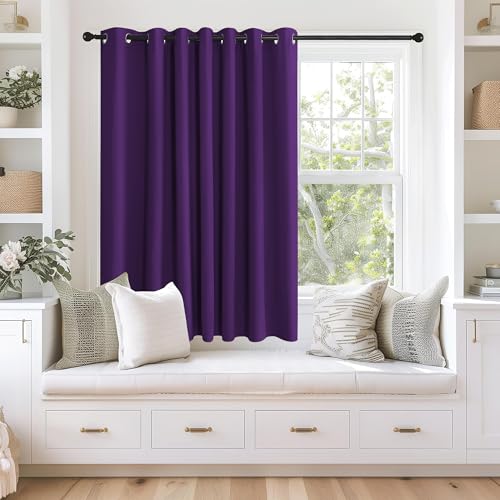 NICETOWN Blackout Curtains 63 inches Long for Living Room Bedroom, Grommet Thermal Insulated Room Divider Drape Window Treatment for Sliding Patio Door, W100 x L63, 1 Panel, Royal Purple