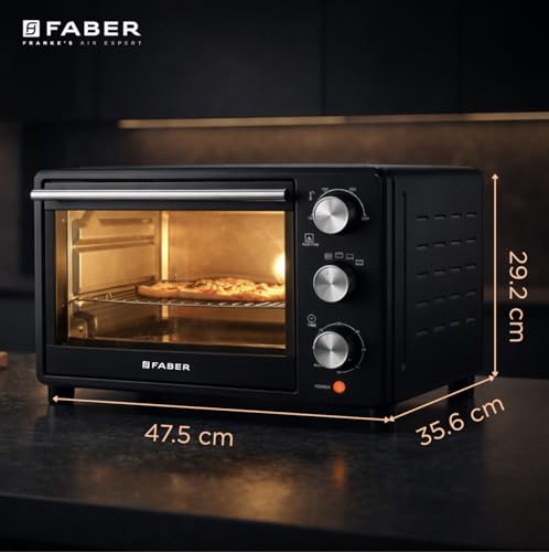 Image of Faber FOTG 24L Neo|1500 Watts OTG|Bake,Toast, Grill| 4 Stage Functions,Upper & Lower Heating|Cool-Touch Handle, Heat Resistant Glass, Indicator Light, Auto-Shut, Ready Bell| Removable Crumb Tray