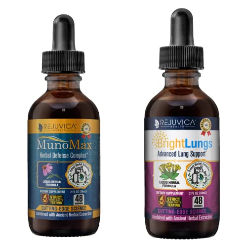 Munomax & Bright Lungs - Advanced Immune & Lung Support Supplement - Liquid Delivery For Better Absorption - Elderberry, Lobelia, Echinacea, Turmeric, & More! #TOP16
