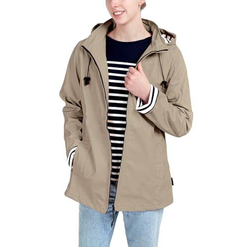 Breizh Ocean - Ciré Femme Imperméable, du XS au 4XL, Création Française ERQUY - Coupe Vent avec Coupe Ajustée et Intérieur Rayé Style Marinière -...