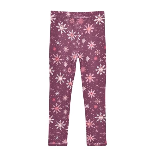 Girls' Athletic Leggings Ankle Length Yoga Dance Pants Kids Teen 4T Snowflakes2